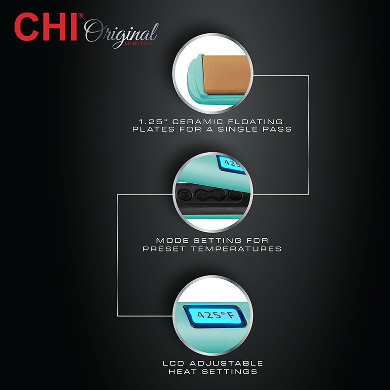 1.25 Inch Original Digital Ceramic Hairstyling Iron - Mint Green, , large image number null